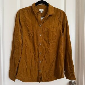 NWT J. Crew Mustard Corduroy Button Down Shirt, S
